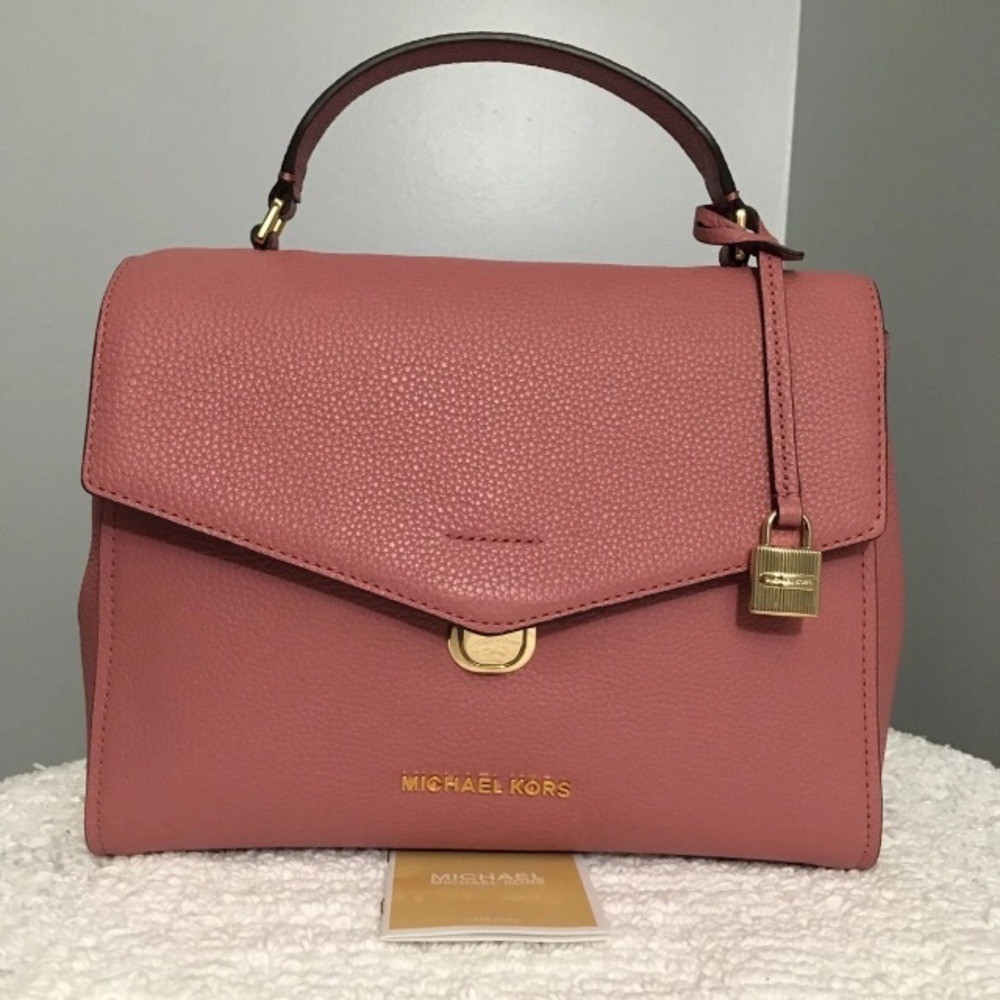 Michael Kors BRISTOL Medium Leather Satchel - ROSE